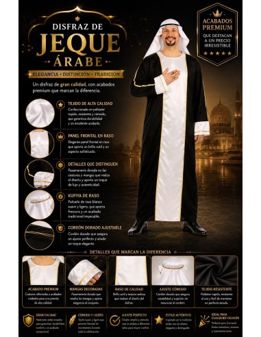 Déguisement Cheik Arabe Taille L | Déguisements pour Adultes Le Roi du Carnaval
